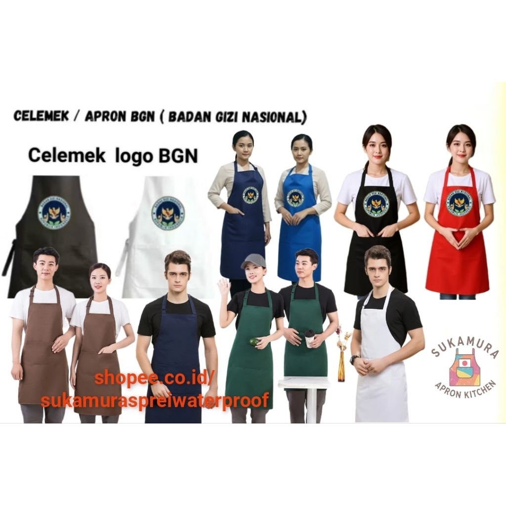 Promo Apron Celemek MBG Dewasa Anti Air / Anti Minyak / Waterproof Celemek MBG Unisex Pria Wanita