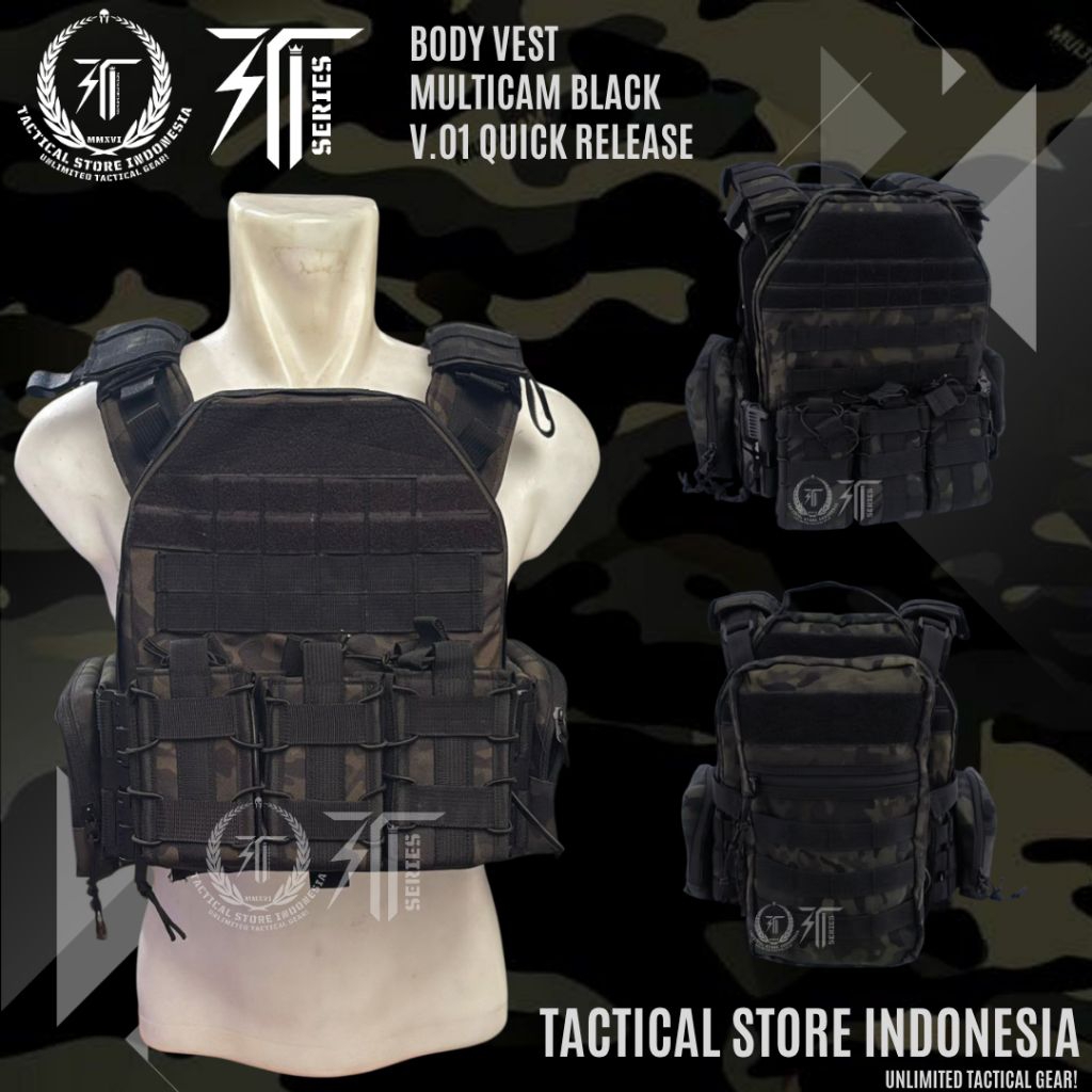 NEW PRODUCT Body Vest Multicam Black V.01 Quick Release - Bodyvest Tactical Rompi TNI POLRI