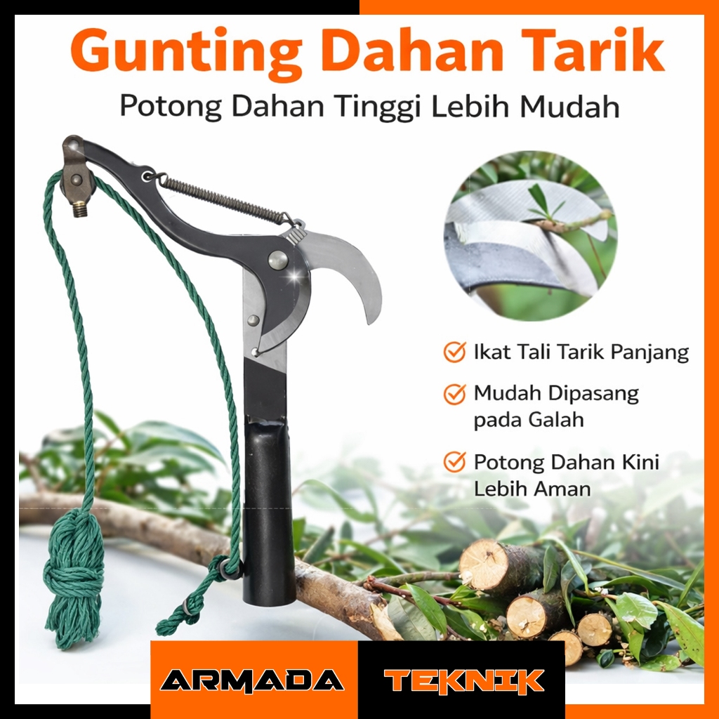 Gunting Dahan Pohon Tinggi Petik Buah Tarik Tali Multifungsi