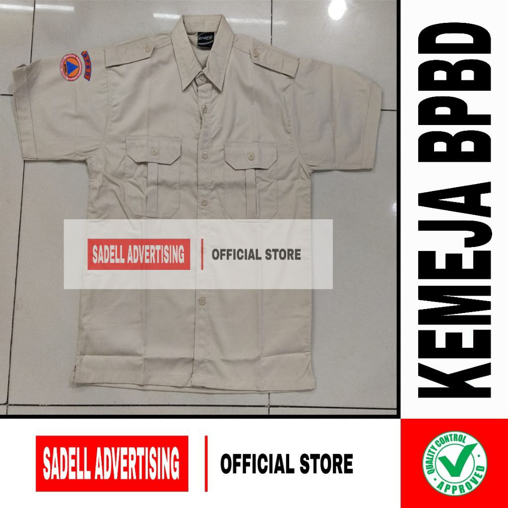 Kemeja BPBD Seragam BPBD Baju BPBD Krem PDH Lengan Pendek Pria Bordir