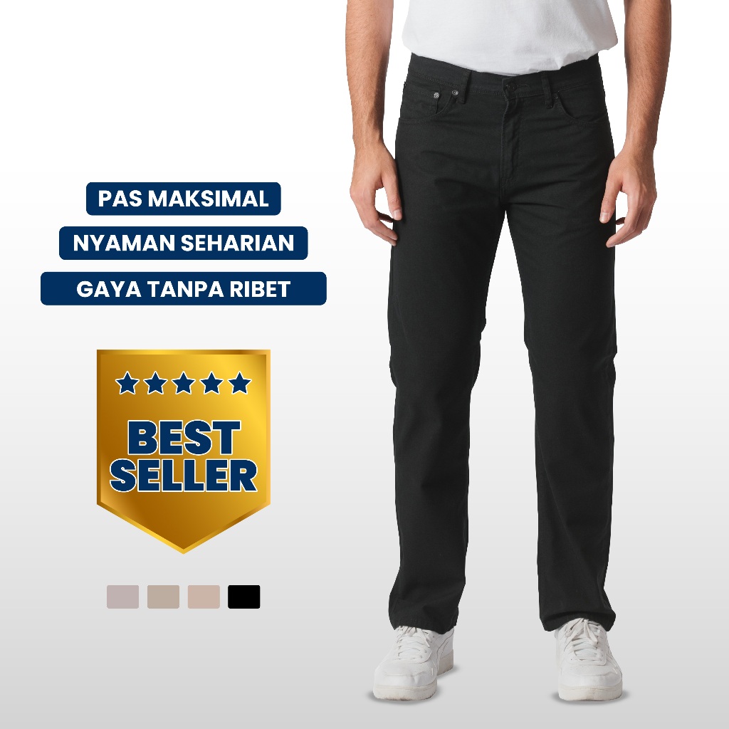 Emba Denim - BS08.01 Celana Panjang Pria Kanvas Premium Regular New Tebal Smart, Casual dan Long Pan