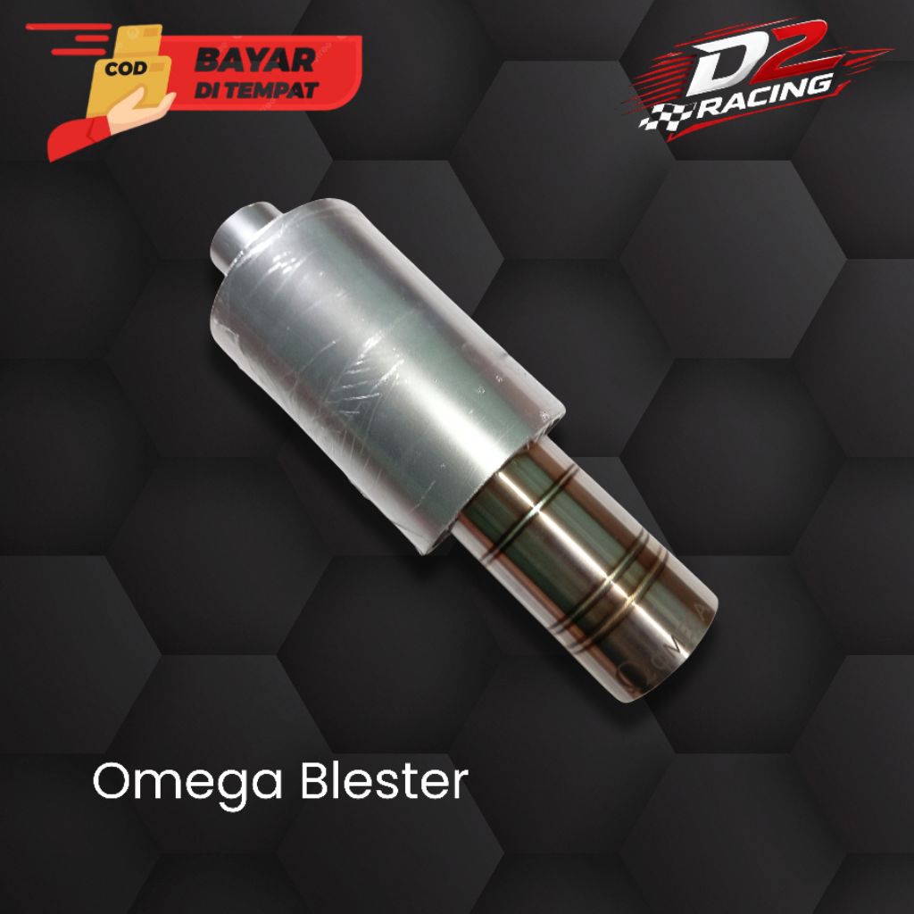Knalpot mobil OMEGA dengan ujung stainless, tabung galvanis, menghasilkan suara kering gahar dan bas