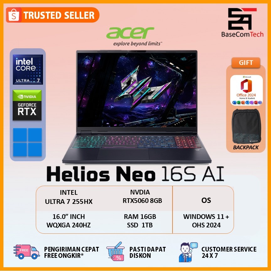 Acer Predator Helios Neo 16s AI RTX5060 Ultra 7 255HX 16.0 inc WQXGA 240Hz OLED