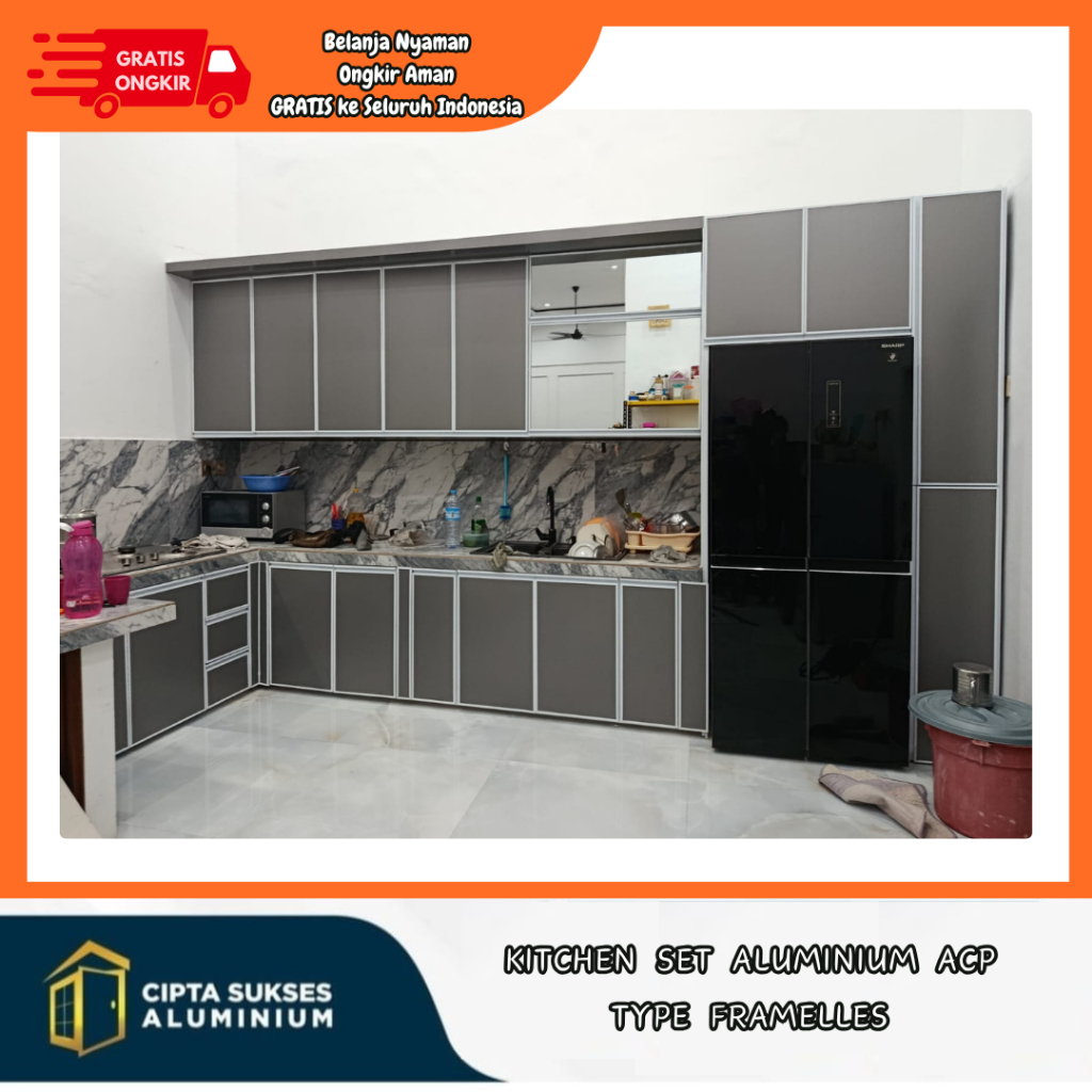 kitchen set type framelles modern dan simple csa bergaransi aluminium acp kitchen set dapur modern a