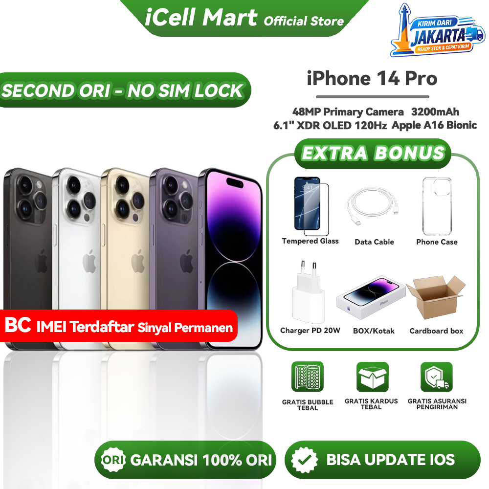 BC iPhone 14 Pro 128GB 256GB Second Original Sinyal Permanen Like New No Minus
