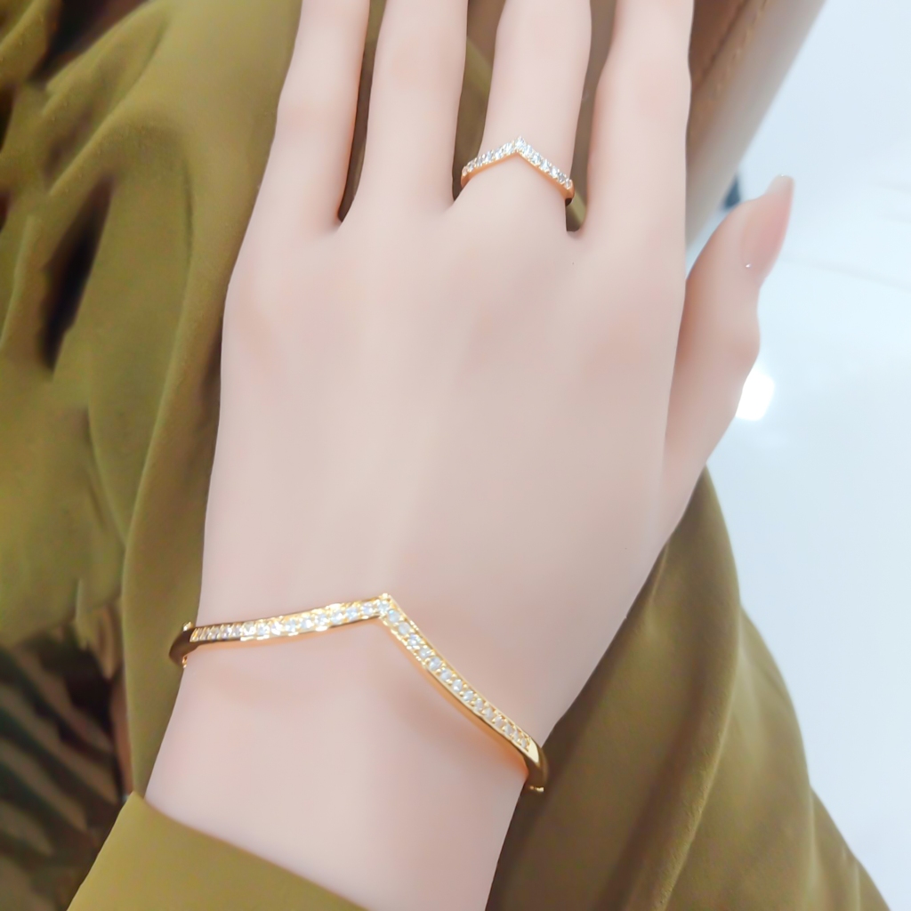Set Gelang dan Cincin Fuji V GOLD Bangle Cantik MEwah