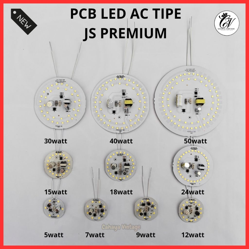 PCB LAMPU LED AC TIPE JS PREMIUM 5 7 9 12 15 18 24 30 40 50 WATT MESIN LAMPU LED NYALA PUTIH [ 6 VOL