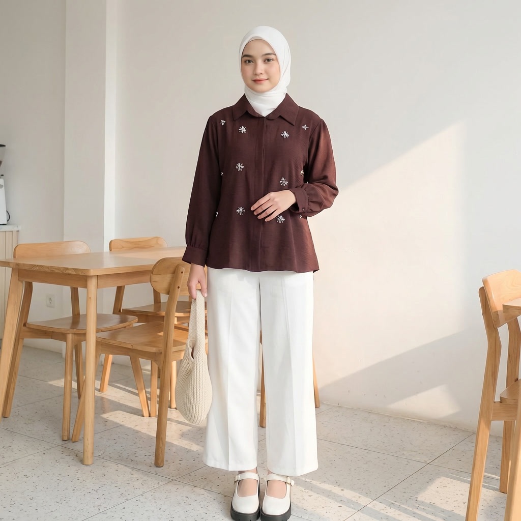 NURE - BAJU ATASAN TUNIK CELIN CRINGKEL AIRFLOW KEMEJA WANITA PAYET MUTIARA ATASAN WANITA MODEL TREN