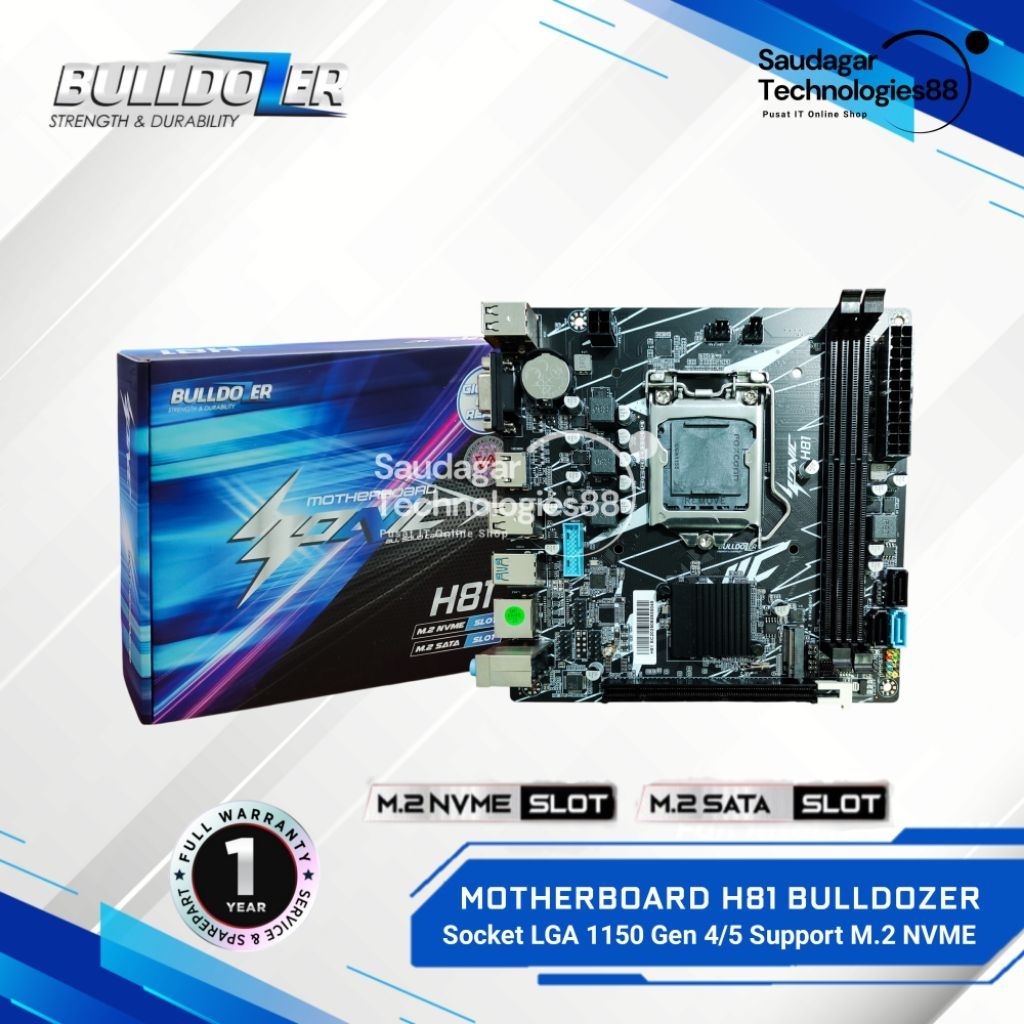 Motherboard H81 Bulldozer Socket LGA 1150 DDR3 Support M.2 Nvme Garansi 1 Tahun