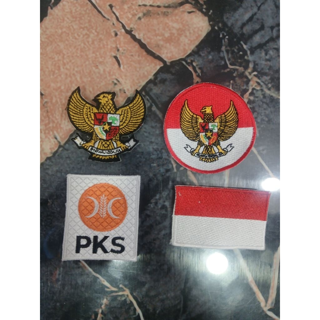 logo bordir partai PKS burung garuda merah putih garuda bulat
