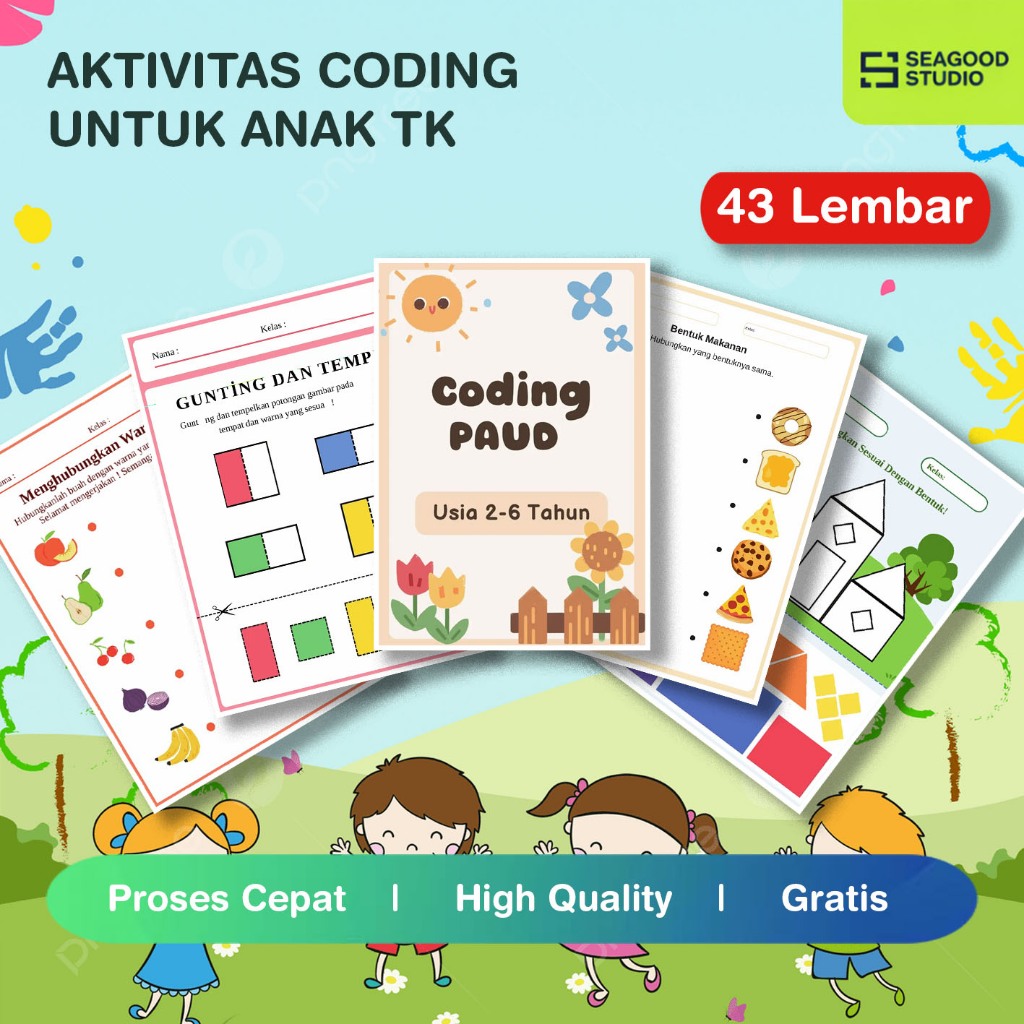 Aktivitas Coding Untuk Anak TK 43 Lembar, Edukasi Mainan Edukasi Anak TK