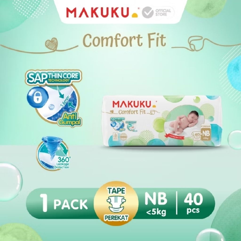 MAKUKU SAP Diapers Comfort Fit Tape NB Popok Bayi Tipis Extra Dry