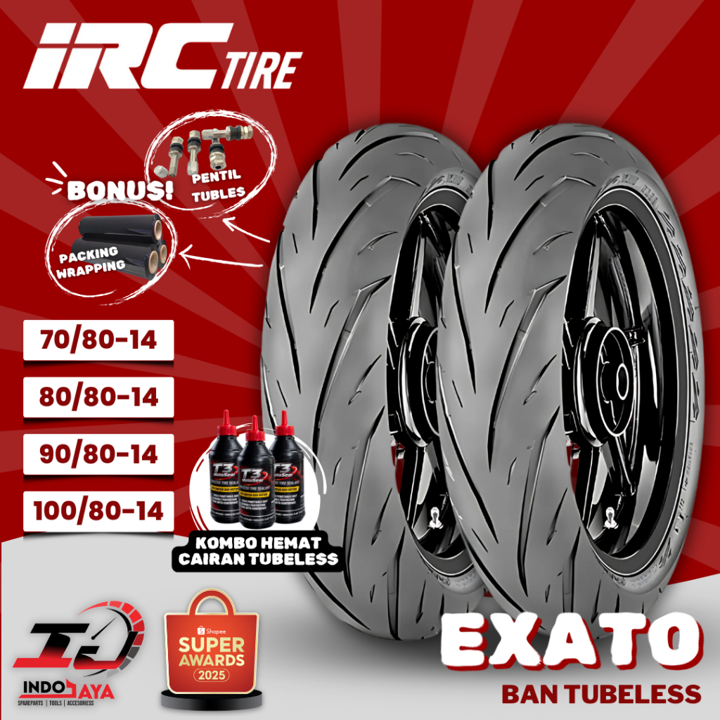 [READY COD] BAN LUAR TUBELESS IRC EXATO NR88 (70/80-14 - 80/80-14 - 90/80-14 - 100/80-14) BAN MOTOR 