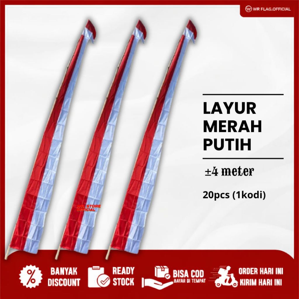 umbul-umbul bandir layur panjang 4 meter isi 20 pcs(1 kodi)