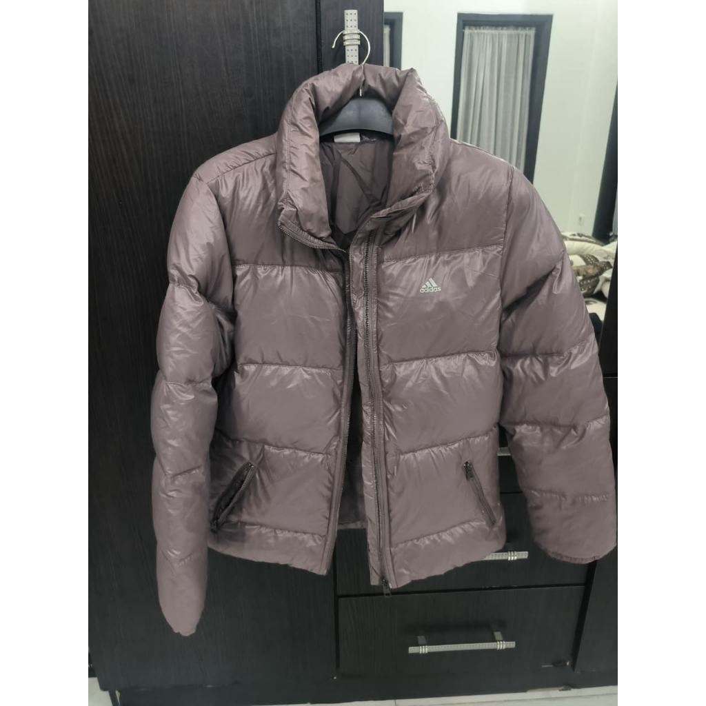 Jaket Adidas Original Vintage Puffer Bulu Angsa Warna Pink Tua