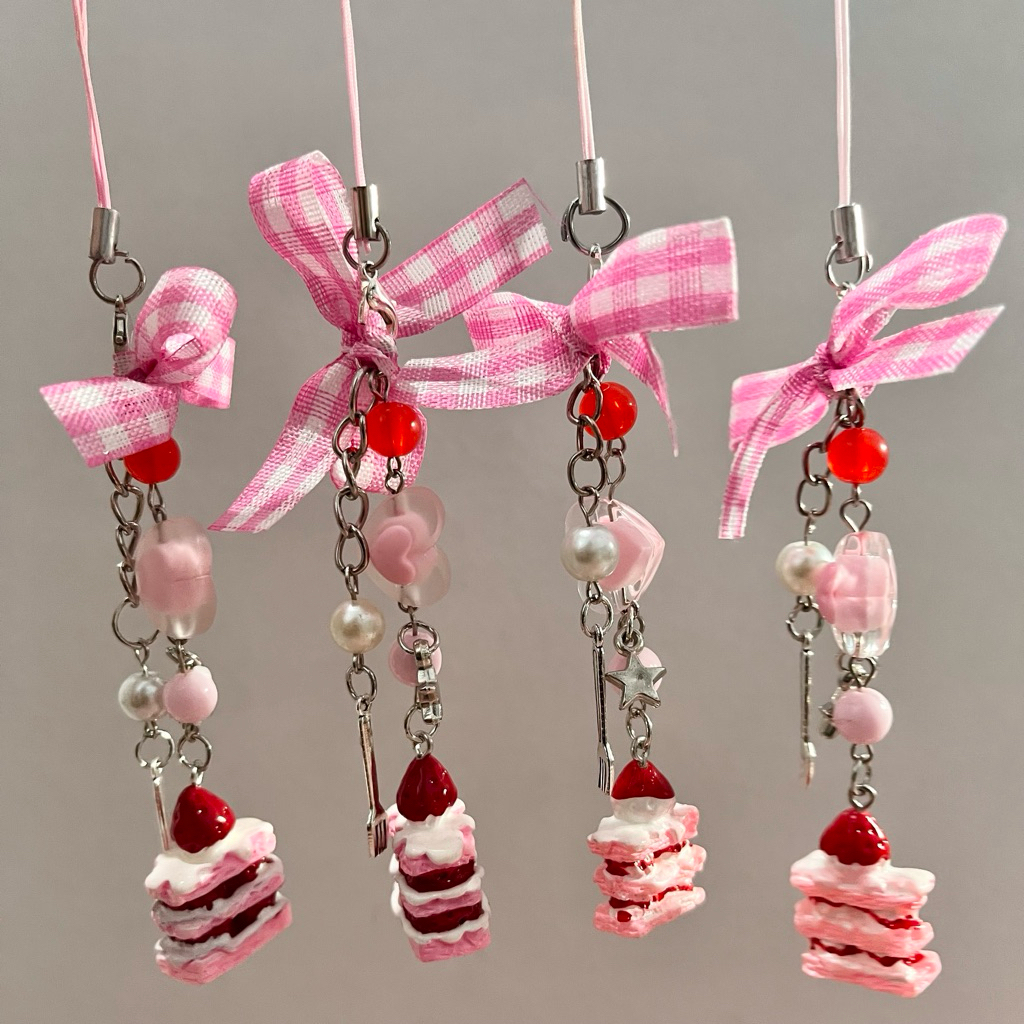 [strawberry shortcake] pink series phone charm phone strap for hp lanyard hp keychain gantungan kunc
