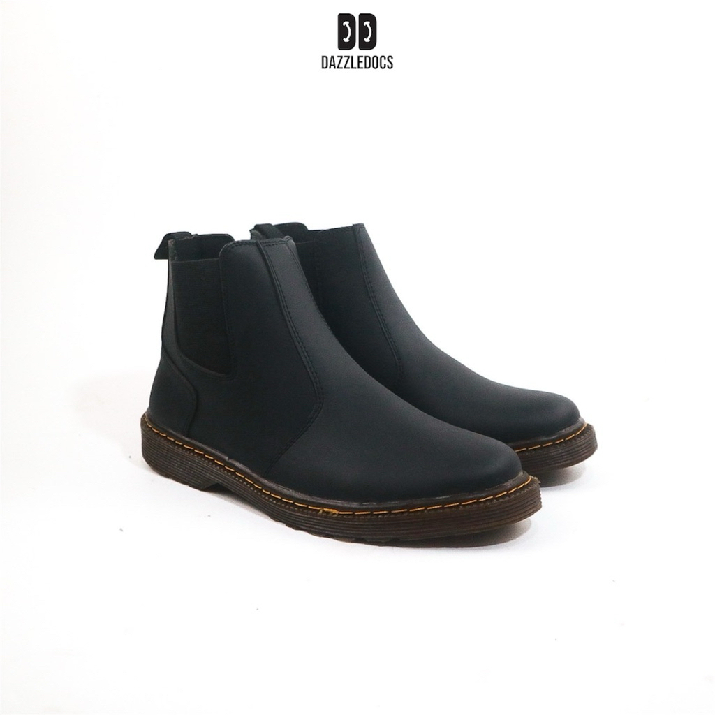 DAZZLEDOCS x YOUNG Sepatu Chelsea Boots Pria Wanita Hitam