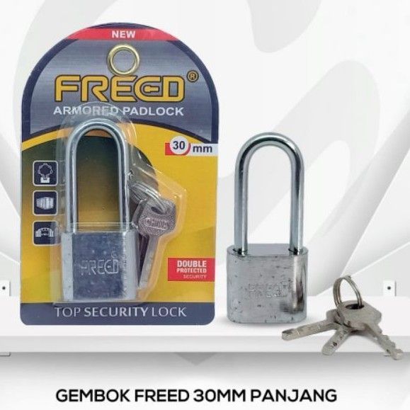 Gembok Nekel Panjang FREED 30 mm Rumah Industri Padlock / Gembok Panjang NEKEL FREED 30 mm Pagar Pin
