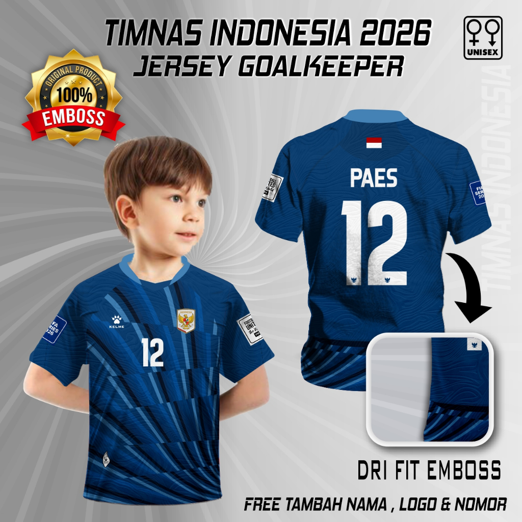 Jersey kiper timnas terbaru baju anak bola timnas indonesia 2026 kaos away timnas EMBOS PREMIUM