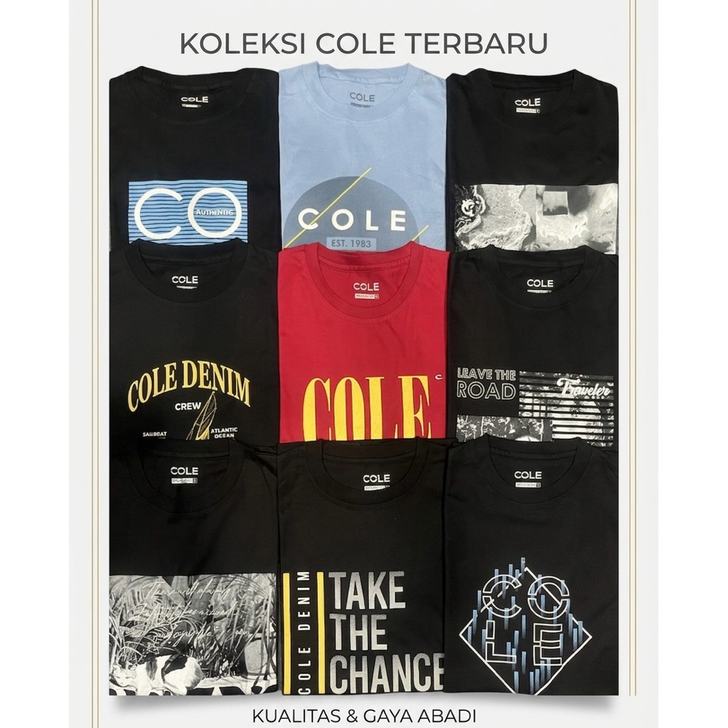 Kaos Cole Dewasa Motif S M L XL