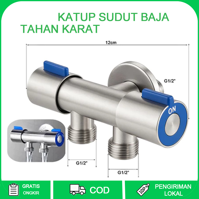 Stop Kran Cabang Dua Cabang Stainless 304 untuk Kran Air & Shower