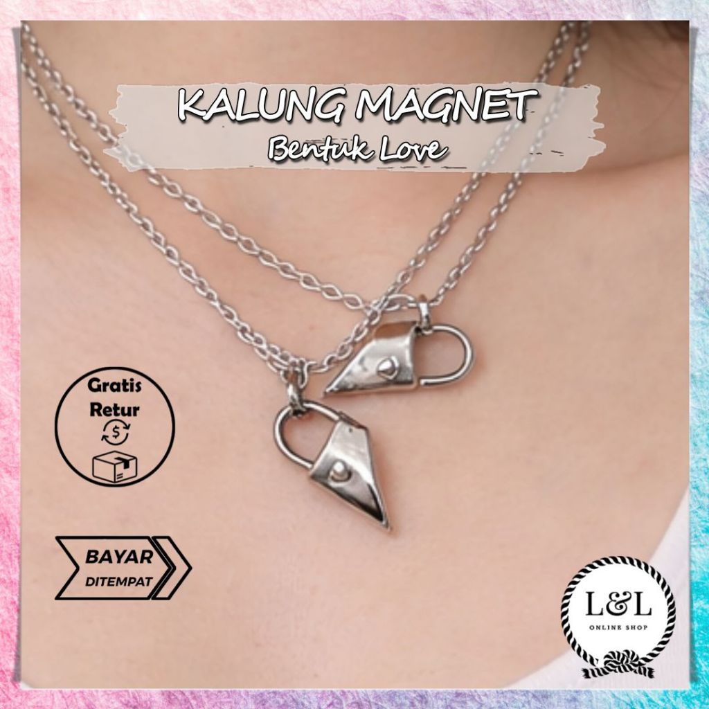 Kalung Couple Magnet Love Kalung Love Magnet Minimalis Aksesoris Couple Elegan Korean Style Couple N