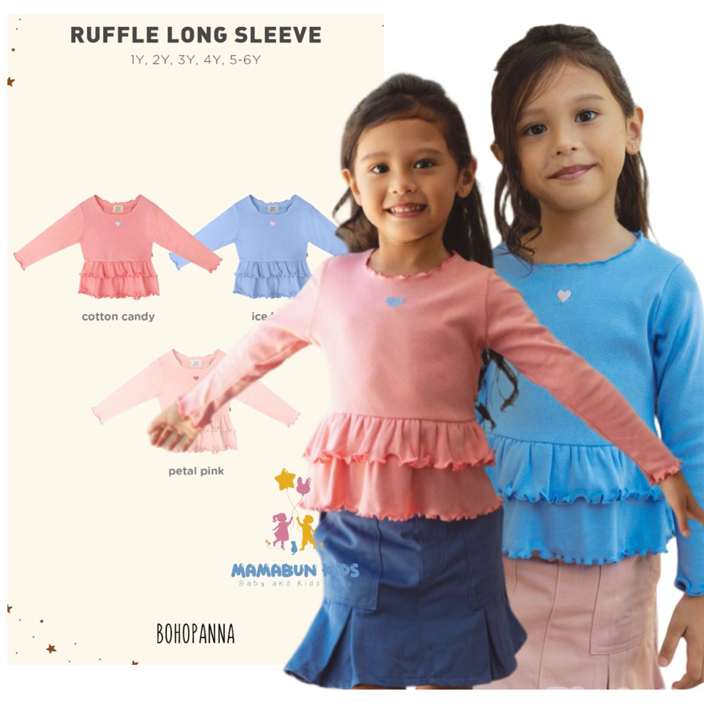 Bohopanna Makassar Ruffle Long Sleeve | Baju Lengan Panjang Girl