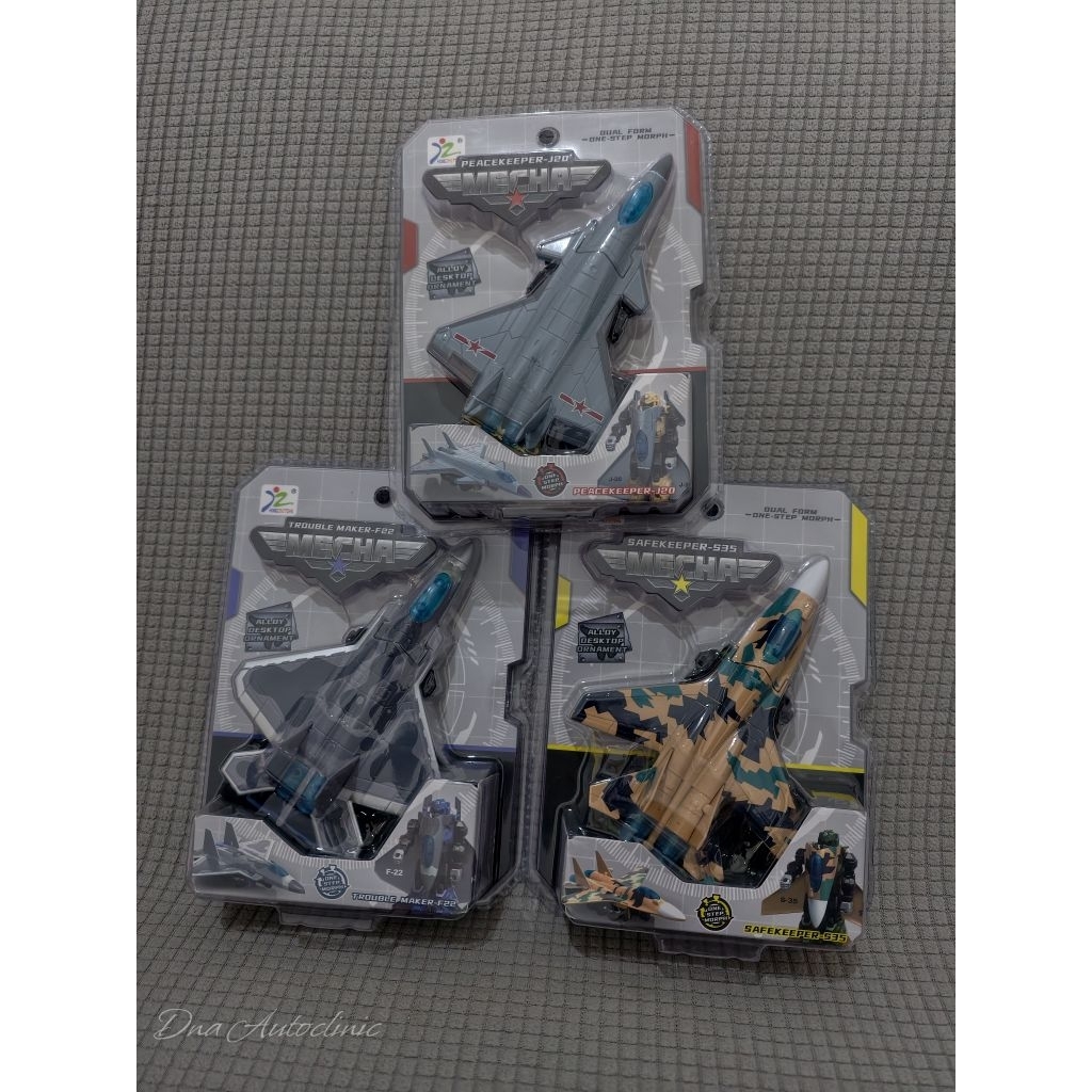 mecha diecast robot pesawat tempur - f22 - s35 - j20