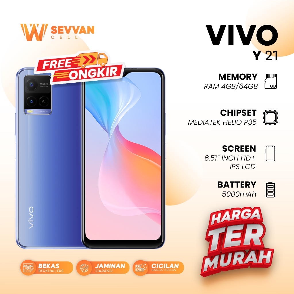 Handphone Vivo Y21 Ram 4 64 GB