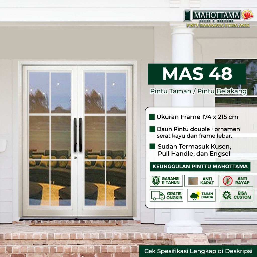 MAHOTTAMA MAS48 - Pintu Aluminium Rumah Utama Minimalis 174 x 215