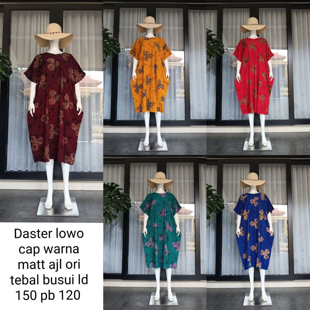 Daster Cap Warna Matt Katun Ajl ori tebal busui ld 112 pb 120 ada saku dan tali samping