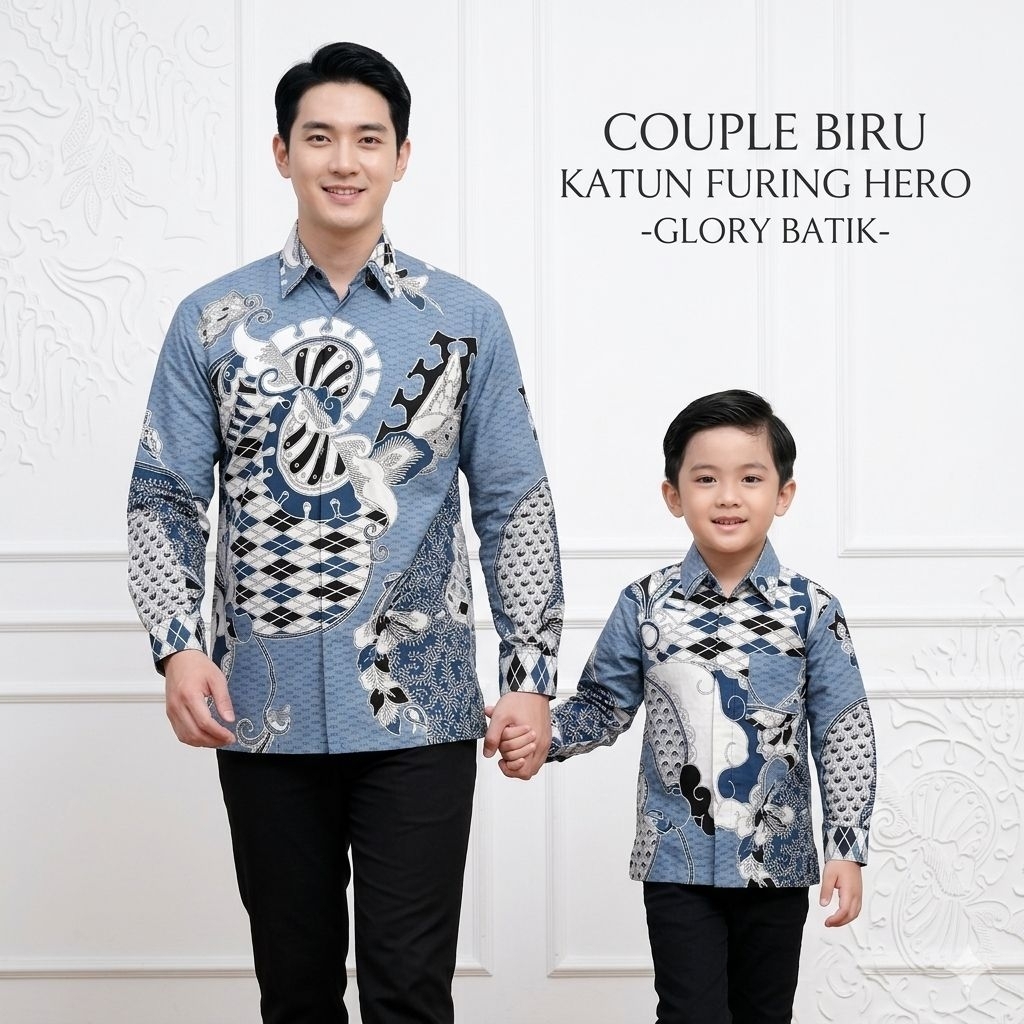 Batik Couple Ayah Anak Bahan Katun Solo Premium | Kemeja Batik Bapak Anak laki laki | Atasan Batik K