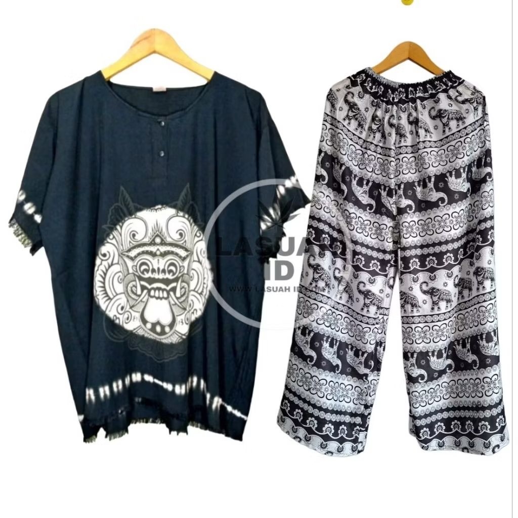 Lasuah_Id setelan baju Barong dan celana gajah - setelan baju pantai pria dan wanita - setelan celan