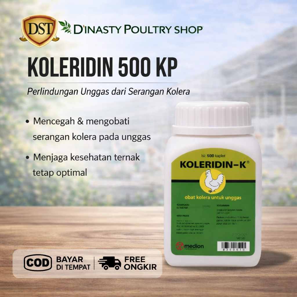 KOLERIDIN-K 500 Kaplet Obat Kolera Unggas Ayam Petelur Broiler CRD Pullorum