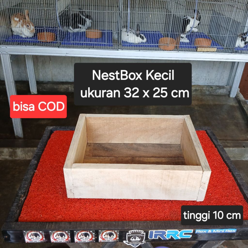1 pcs NESTBOX Kotak lahiran kelinci ukuran 34x25cm pas untuk segala jenis kelinci NZ Rex HL FL ND dl