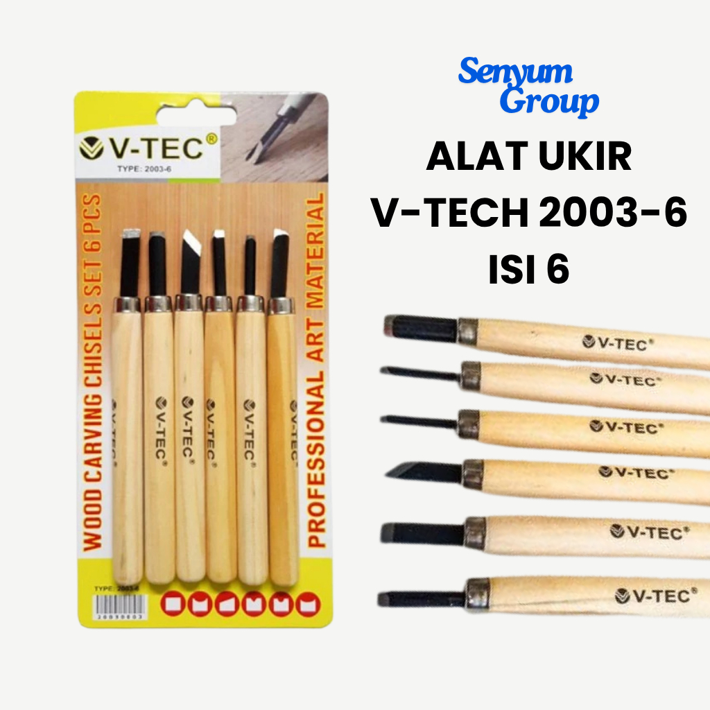 [SG] Set Pisau Ukir Kayu V-TEC dengan Gagang Kayu dan Mata Pisau Tahan Lama