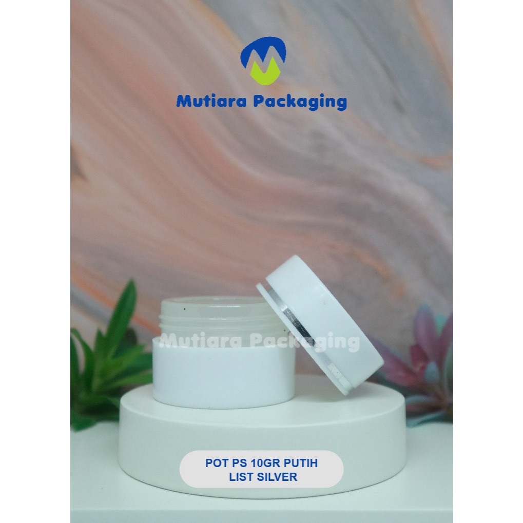 TERLARIS  POT PS 10GR PUTIH LIST SILVER - POTCREAM 10GR - POT KOSMETIK 10GR PS - POT CREAM PS 10GR