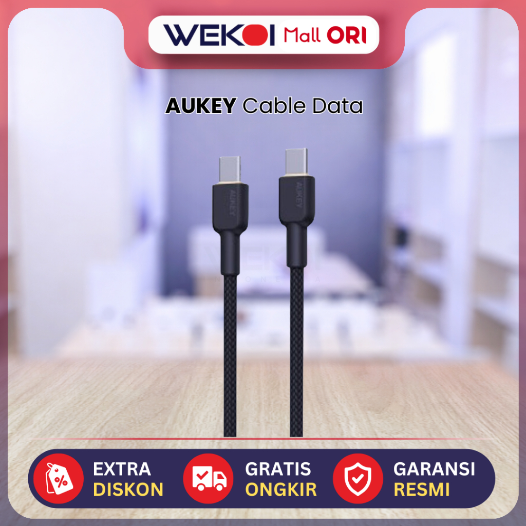 AUKEY CB-CD45 Kabel Charger Type C Braided Nylon USB-C to USB-C Black CableAUKEY CB-CD45 Kabel Charg