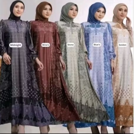 GAMIS MEUTIA BLUE MIDI DRESS NADHEERA ORI GAMIS SIMPLE