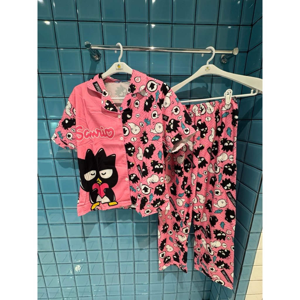 [READY] 100% BANGKOK Piyama Kerah Kancing Celana Panjang Tangan Pendek Premium sleepsuit Baju Tidur 