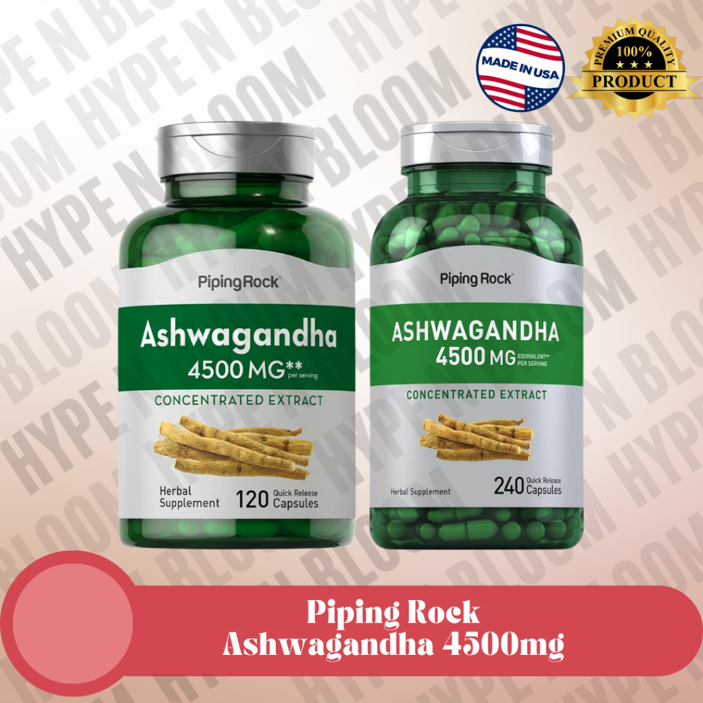 Piping Rock Ashwagandha 4500 mg 120 240 kapsul Herbal antioksidan black pepper extract relax stress