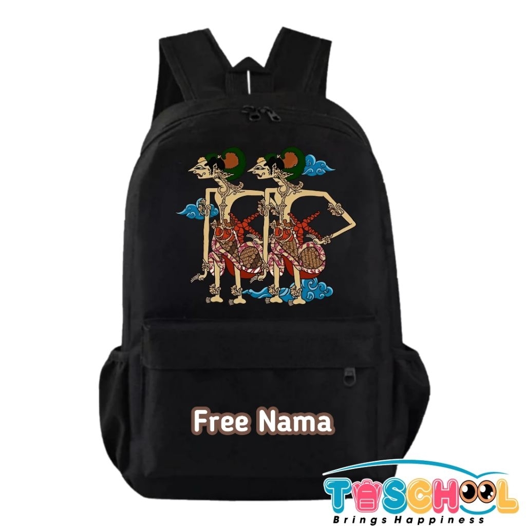 TAS RANSEL ANAK KARAKTER WAYANG NAKULA SADEWA FREE NAMA