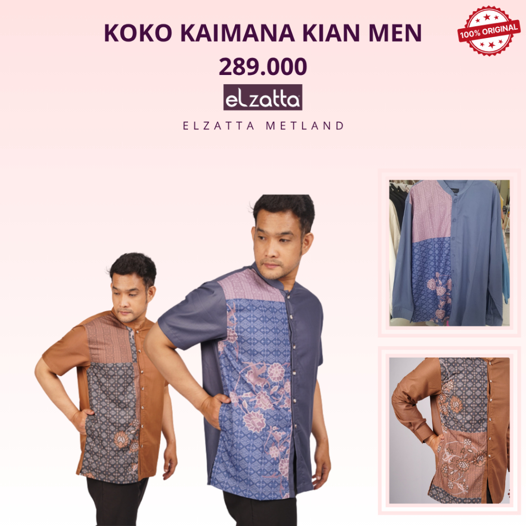 Elzatta Zatta men koko kaimana kian men koko dewasa lengan panjang bahan katun original