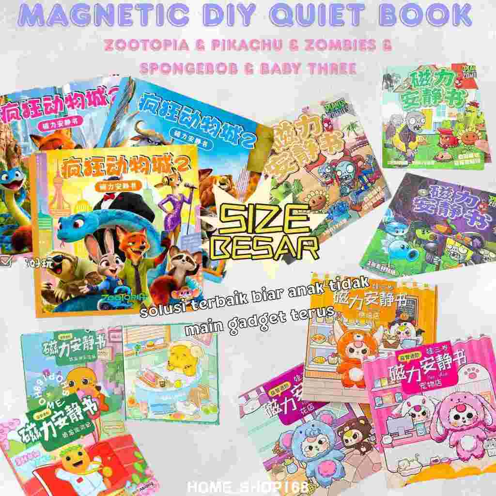 Buku DIY Kreatifitas MAGNET Zootopia /Nailong/ Baby Three/ Pikachu / Plants VS Zombies/ Spongebob/ L