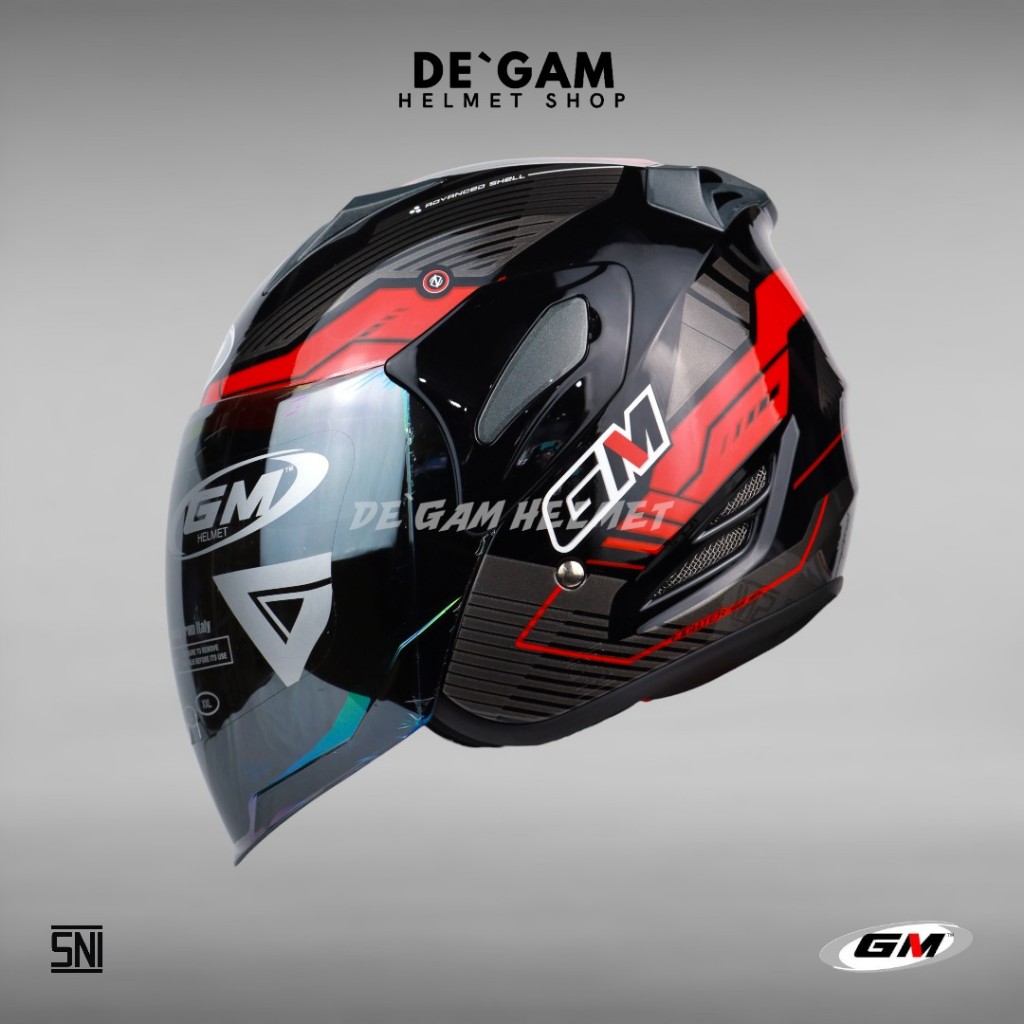 GM Fighter SR Motif Vender - Black/Red - Helm Half Face