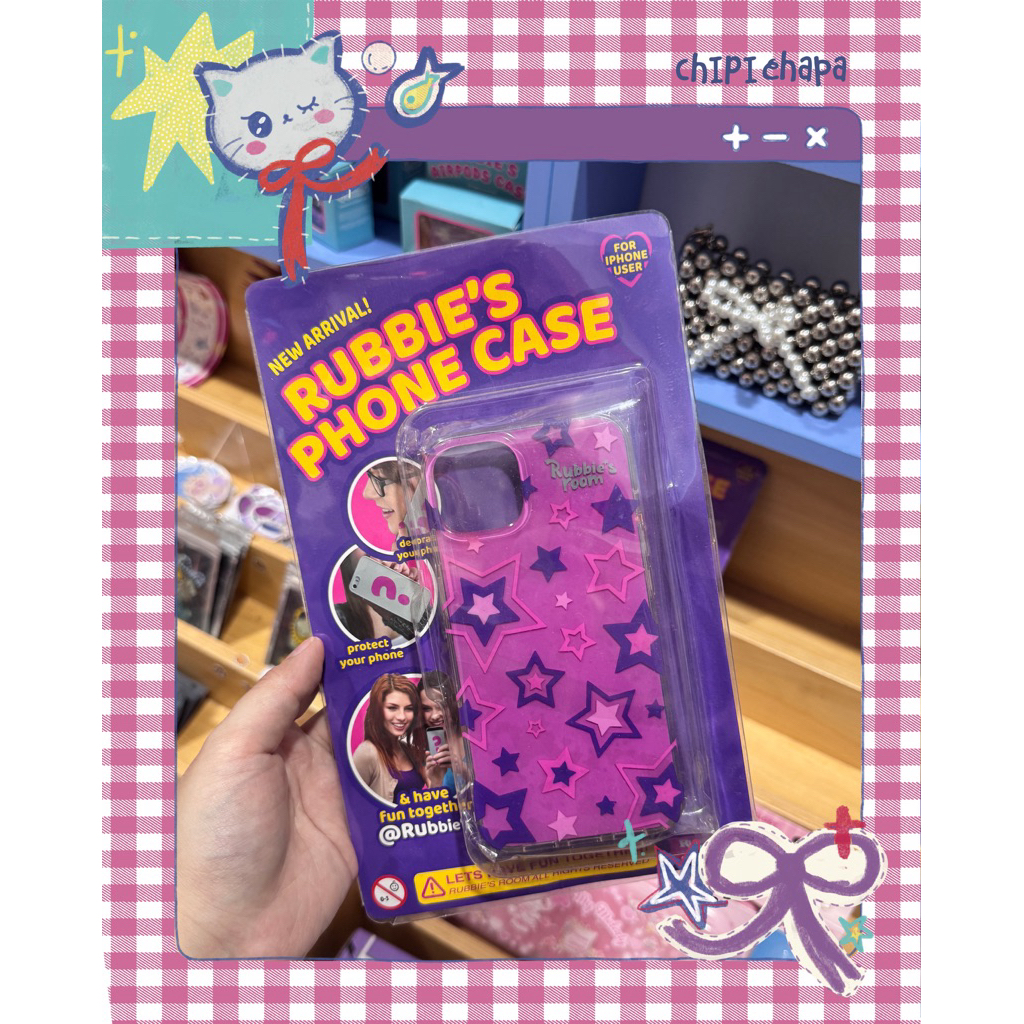 CHIPI CHAPA Rubbies Room Pink Purple Stars iPhone Case – Y2K Glitter Double Layer TPU Cover