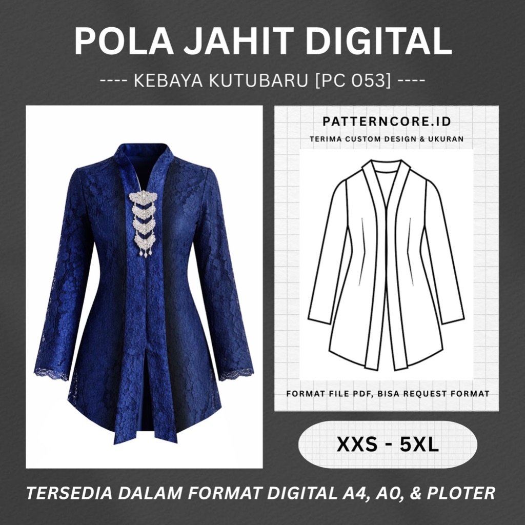Pola Jahit Digital - Kebaya Kutubaru