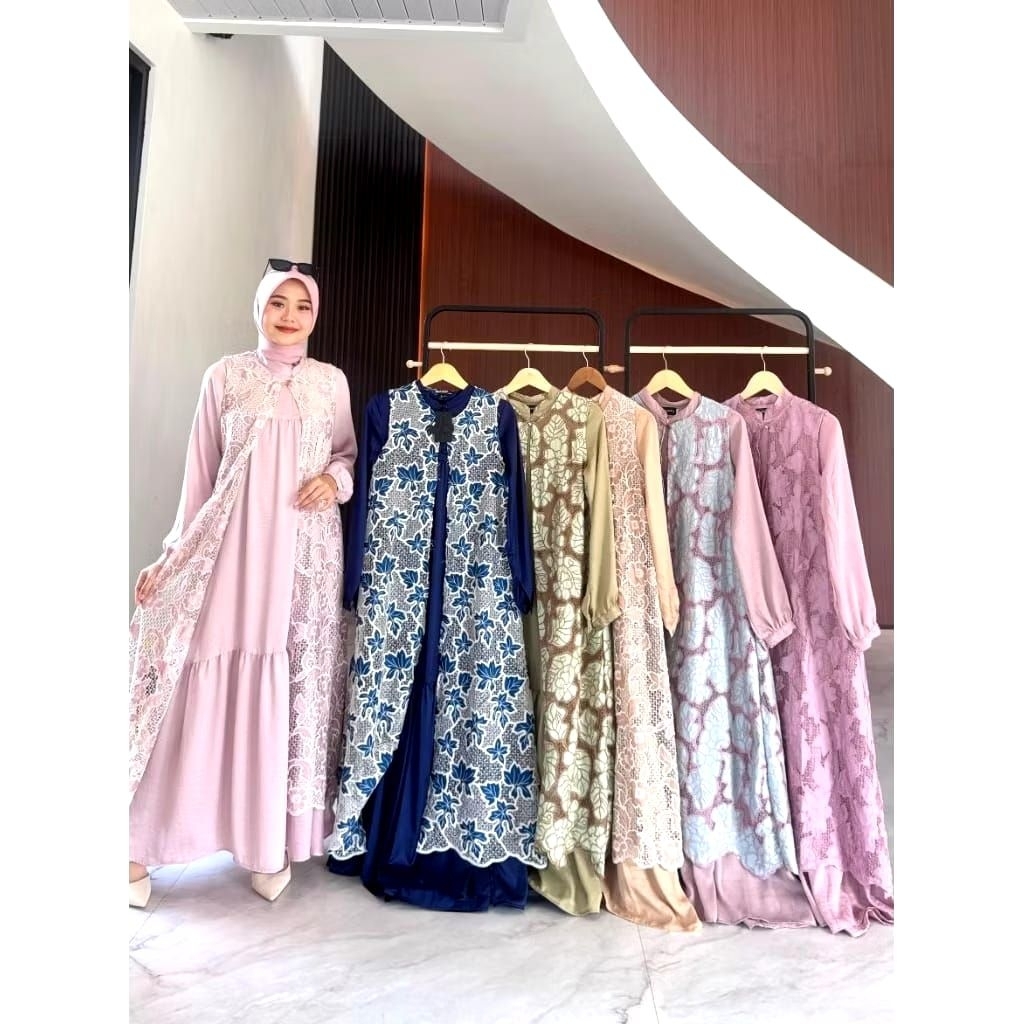 [READY] AYU DRESS by JOURNEY SCARVES / Gamis Muslimah Journey Scarves / Gamis Inner Outer mix Brukat