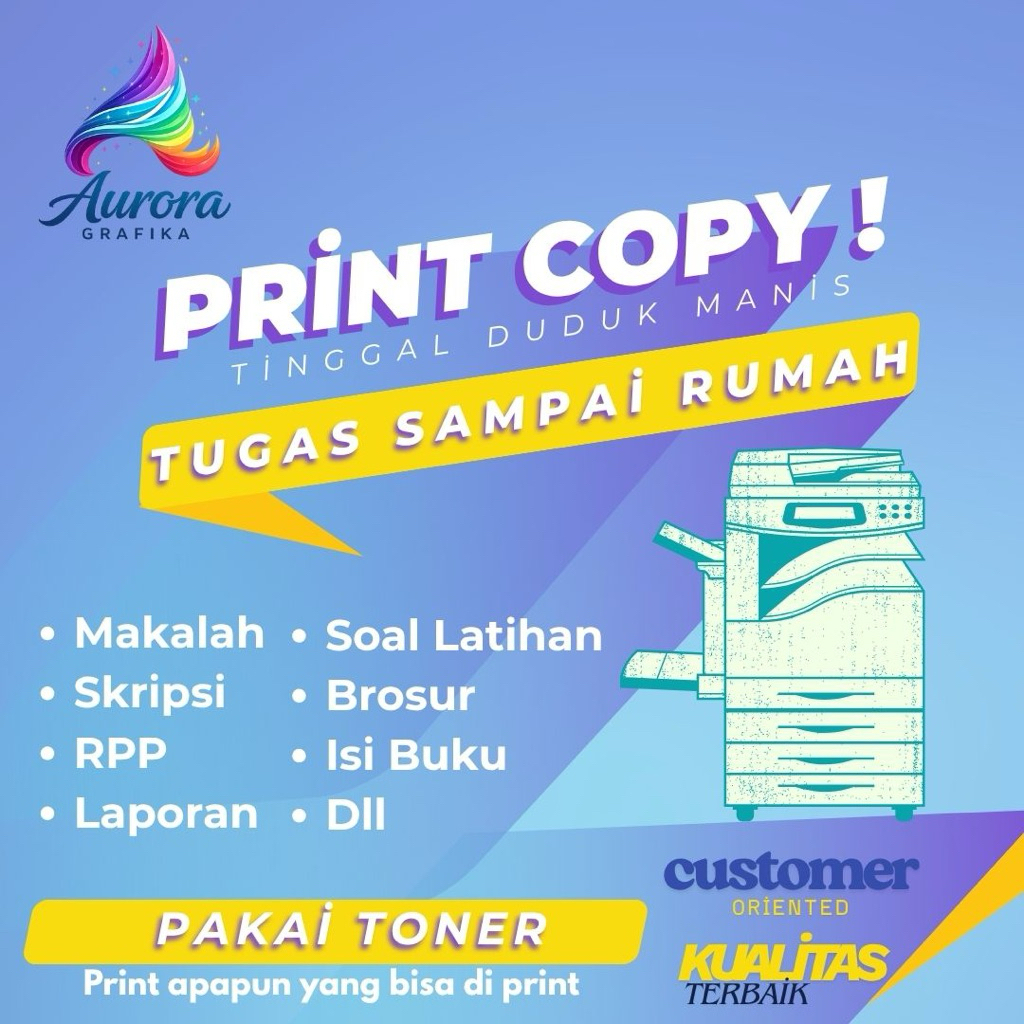 Jasa Cetak Hitam Putih / Print Copy A4/F4 isi buku, brosur, makalah Minimal 30