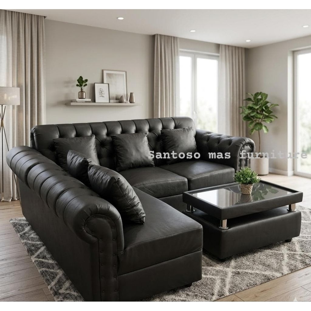 set sofa tamu + meja premium | sofa bergaransi | bahan bludru atau semikulit anti air